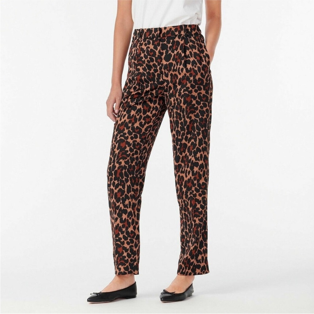 J. Crew Women's High-Rise Wide Leg Trouser Leopard